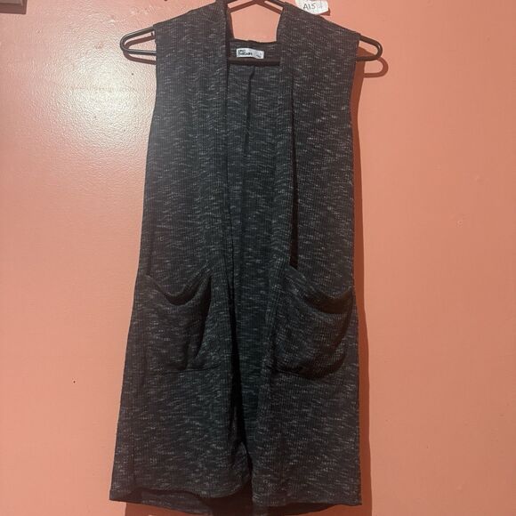 Epic Threads Womens Cardigan L Large Dark Gray Pockets Sleeveless Hooded - Picture 1 of 6